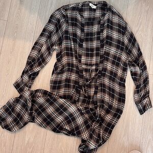 Nordstrom Treasure Bond Flannel Floor Length Jacket Button Down